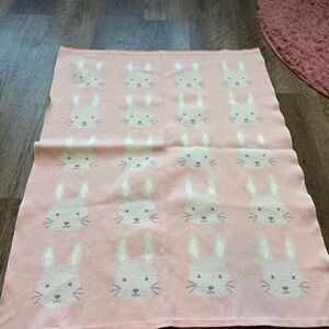 Elegant Baby Pink Bunny Knit Baby Blanket | 30x40 Soft Cotton Nursery
